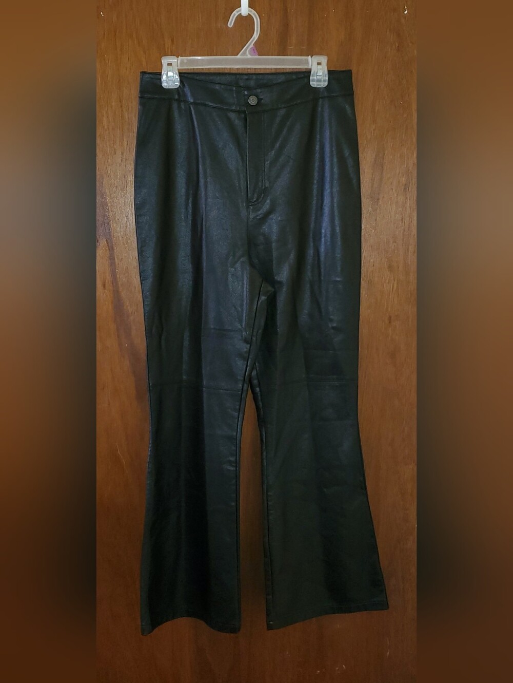 Free People Black Faux Leather High Rise Flare Leg Pants Sz 12